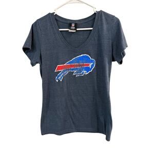 Buffalo Bills Short Sleeve V-Neck Pullover Tee Shirt Gray Women's Size Large